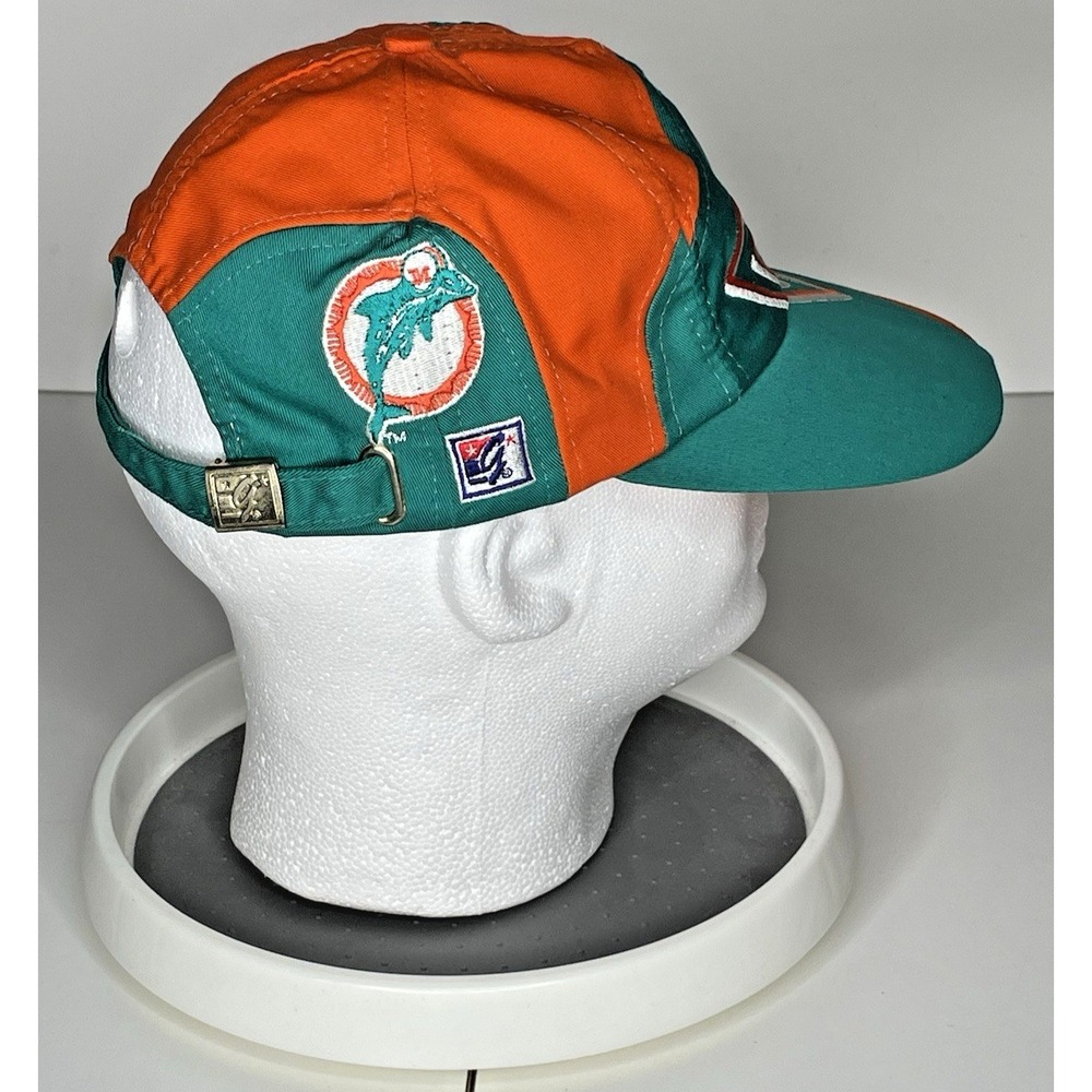 Miami Dolphins The Game Big Logo Spellout Hat Cap Teal Orange NFL VTG 90’s RARE - Picture 5 of 16